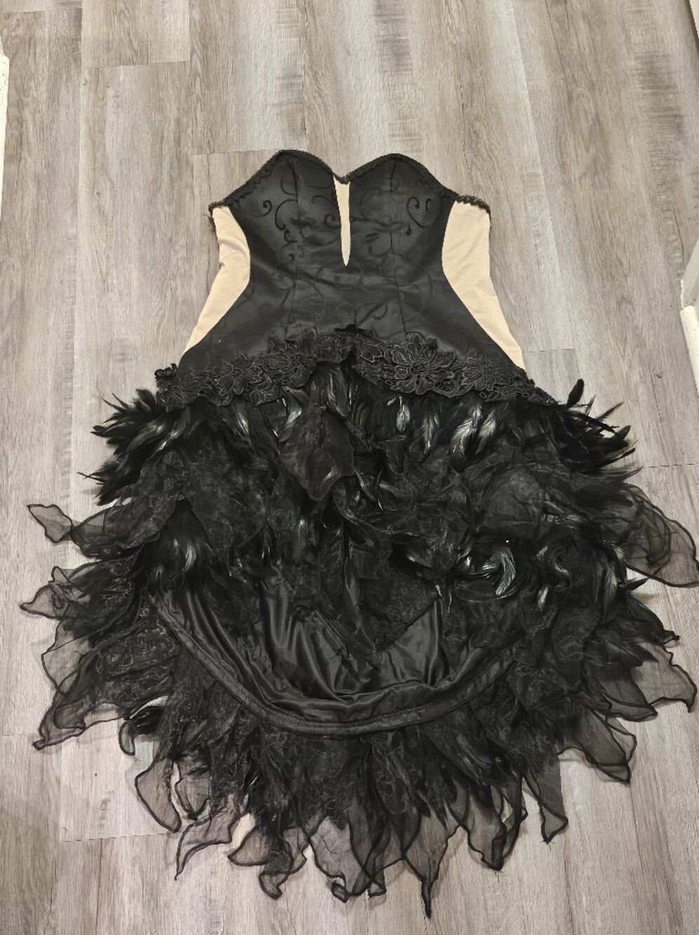 Homura Cosplay - Black Feather-Trim Cocktail Dress
